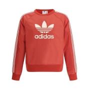 Adidas Räfflad Crew Neck Sweatshirt med Kangaroo Ficka Red, Herr