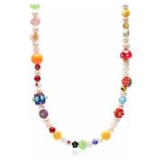 Nialaya Men's Berry Pearl Choker with Assorted Beads Multicolor, Herr