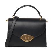 Mulberry Svart högglansigt läder topphandtag Black, Dam