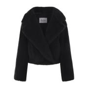 Max Mara Svart Teddy Cropped Kappa Black, Dam