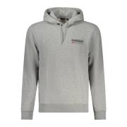 Napapijri Grå hoodie med logotyptryck Gray, Herr