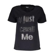 Just Cavalli Svart T-shirt med korta ärmar för kvinnor Black, Dam