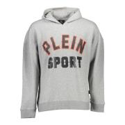 Plein Sport Hoodie Grå Långärmad Print Kontrast Gray, Herr