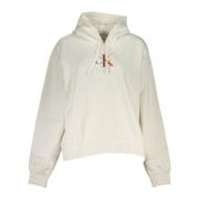 Calvin Klein Vit Hoodie med Logotyptryck White, Dam