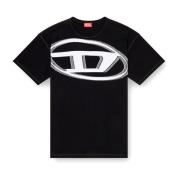 Diesel Bomull T-shirt med fronttryck Black, Herr