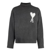 Ami Paris Mjuk Alpackaull Turtle-Neck Sweater Gray, Herr