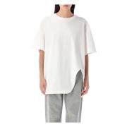 The Attico Vit Oversize T-shirt med Ribbad Crew Neck White, Dam