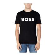 Hugo Boss Svart Bomull Crew Neck T-shirt Black, Herr