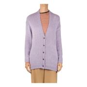 NIU Alpacka Cardigan med V-ringning Purple, Dam