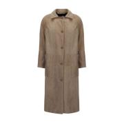 Salvatore Santoro Mocka-Effekt Skinnjacka Klassisk Krage Knapp Beige, ...