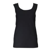 Patrizia Pepe Svart bred axel tanktopp laser skuren Black, Dam