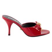 Versace Röda Lackläder Bow Häl Mules Red, Dam