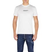 Dsquared2 Herr Bomull T-Shirt, Logo Print White, Herr