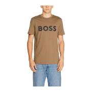 Hugo Boss Minimalistisk Bomull T-shirt Kollektion Brown, Herr