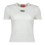 Diesel Vit Slim T-shirt Oval D White, Dam