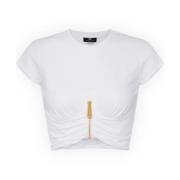 Elisabetta Franchi Stilig T-shirt med Maglia Detalj White, Dam