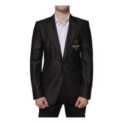 Dolce & Gabbana Svart Ull Slim Fit Blazer Black, Herr