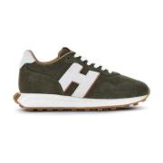 Hogan Brun Mocka Sneakers Snörning Vit Green, Herr