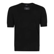 Balmain Svart T-shirt med rund hals Black, Herr