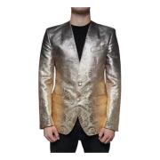 Dolce & Gabbana Guld Slim Fit Blazer med Två Knappar Yellow, Herr