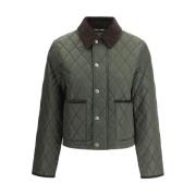 Burberry Quiltad jacka med corduroykrage Green, Dam