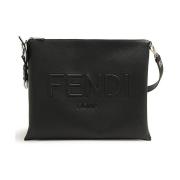 Fendi Svart Läder Axelväska Black, Herr