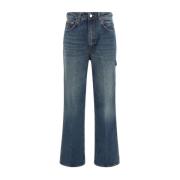 Haikure Bomull Five-Pocket Jeans med Läder Patch Blue, Dam