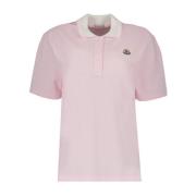 Moncler Logo Polo Skjorta Houndstooth Bomull Pink, Dam