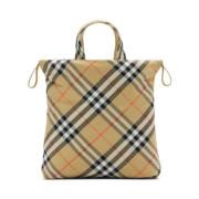 Burberry Snygg Check Tote Axelväska Beige, Dam