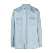 Giuliva Heritage Blå Denim Skjorta för Män Blue, Herr