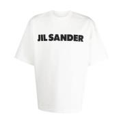 Jil Sander Herr Bomull Logo Print T-shirt Bianco White, Herr