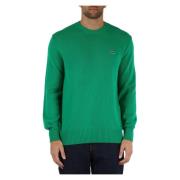 Lacoste Klassisk passform ull rund hals tröja Green, Herr