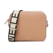 Coccinelle Stilren läder crossbody väska med dragkedja Beige, Dam