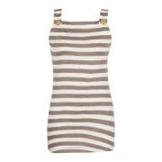 Balmain Randig Linne Jersey Tanktop Multicolor, Dam