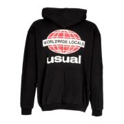 Usual Lokal Svart Hoodie med Känguruficka Black, Herr