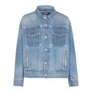 Balmain Jeansjacka med logotyp Blue, Herr