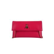 Patrizia Pepe Läder Fly Pochette med Kedja Rem Pink, Dam