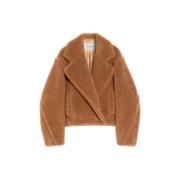 Max Mara Lyxig Teddy Camel Kort Kappa Brown, Dam