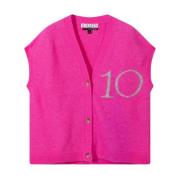 10Days Rosa Oversized Stickad Väst Pink, Dam