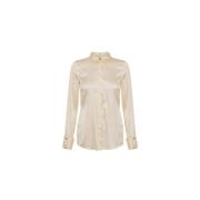 Elisabetta Franchi Silk lemonade skjorta med slim fit Beige, Dam