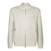 Brunello Cucinelli Elegant Ivory Cardigan med Metalliska Detaljer Whit...