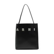 Marni Svart Läder Shopper Väska Black, Dam