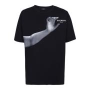 Balmain Oversized statytryck T-shirt Black, Herr