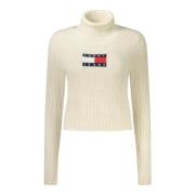 Tommy Hilfiger Beige Tröja med Långa ärmar och Logobroderi Beige, Dam