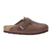 Birkenstock Lädermules med Dekorativ Spänne Brown, Dam