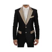 Dolce & Gabbana Silkeslen Slim Fit Blazer Jacka Black, Herr