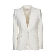 Alexander McQueen Peak Shoulder Leaf Crepe Jacket White, Dam