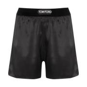 Tom Ford Svarta Silke Logo Midjeband Shorts Black, Dam