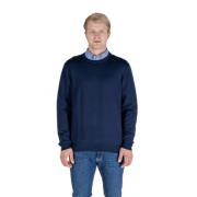 Aquascutum Merino Club Check Armbåge Patch Tröja Blue, Herr