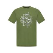 Roberto Cavalli T-shirt med ormskinnsmönster Green, Herr